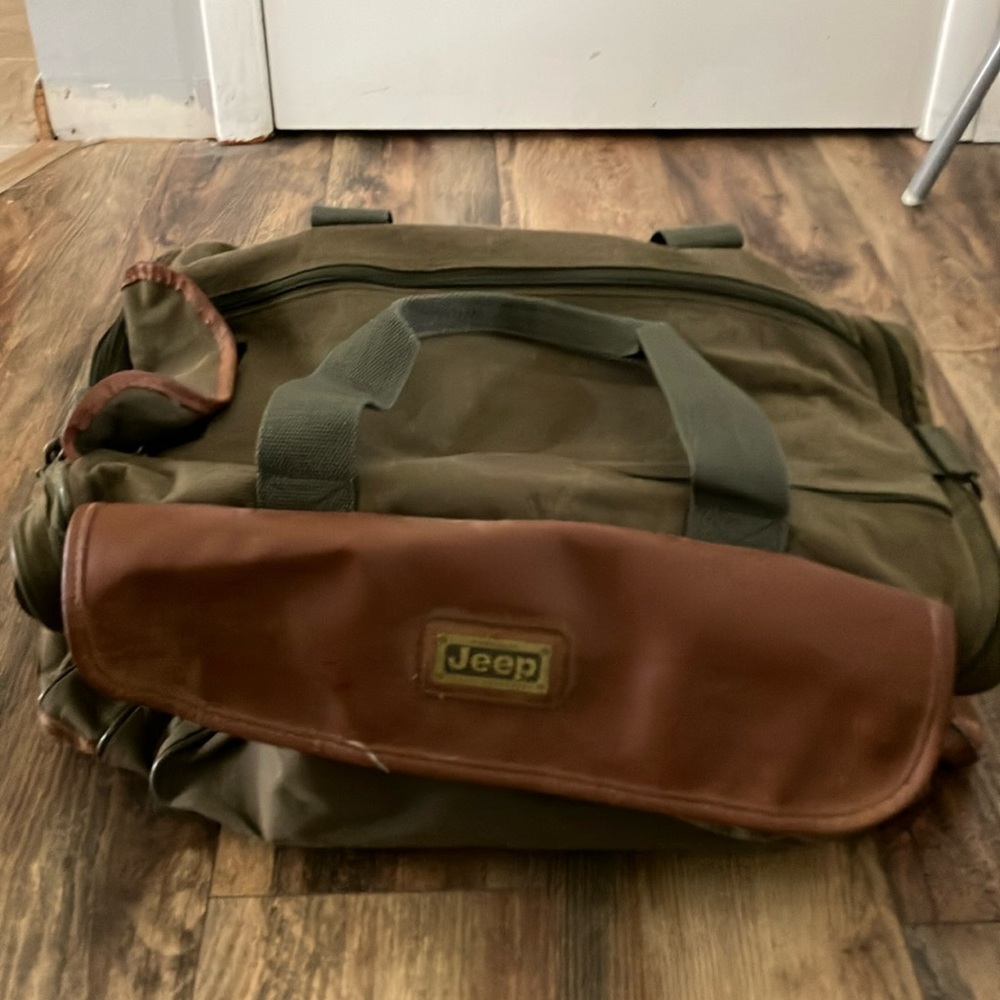 Jeep Green and Brown duffel Bag